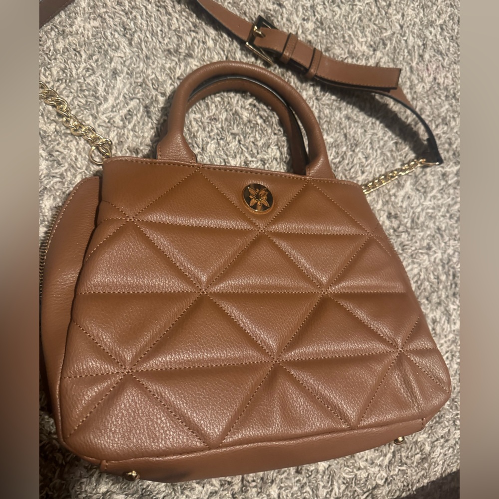 BCBG Tan Quilted Shoulder Bag